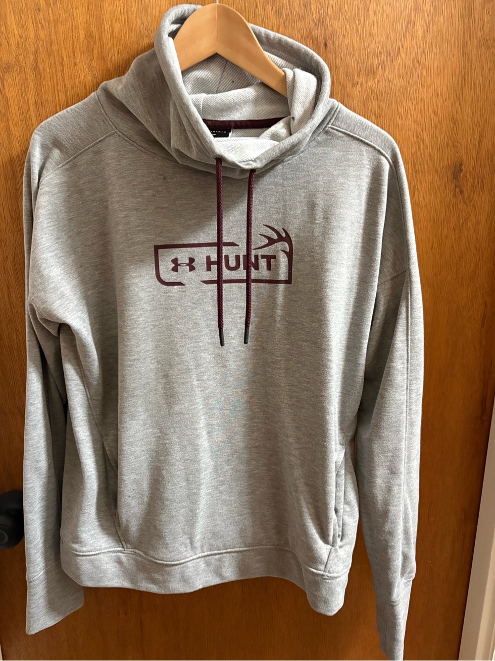 Under Armour Gray Hoodie with Maroon Hunt Logo